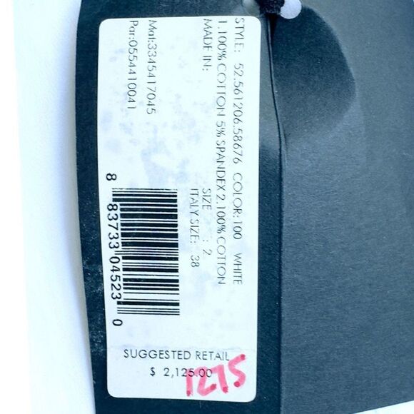 CALVIN KLEIN COLLECTION Made In Italy NWT White Cotton Spandex Bodycon Fitted Dr - Picture 2 of 16